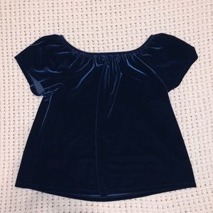 navy blue velvet gap blouse